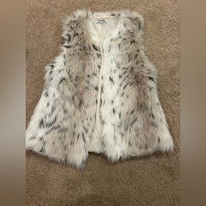 Faux Fur Vest in White and Brown